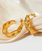 Crushed Statement Gold Hoops