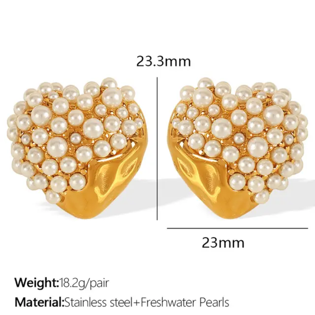 Polima Pearl Heart Earrings