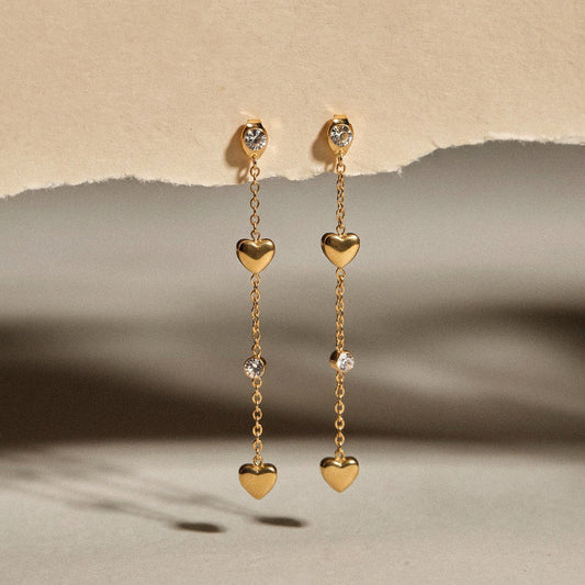 Develi Long Heart Earrings