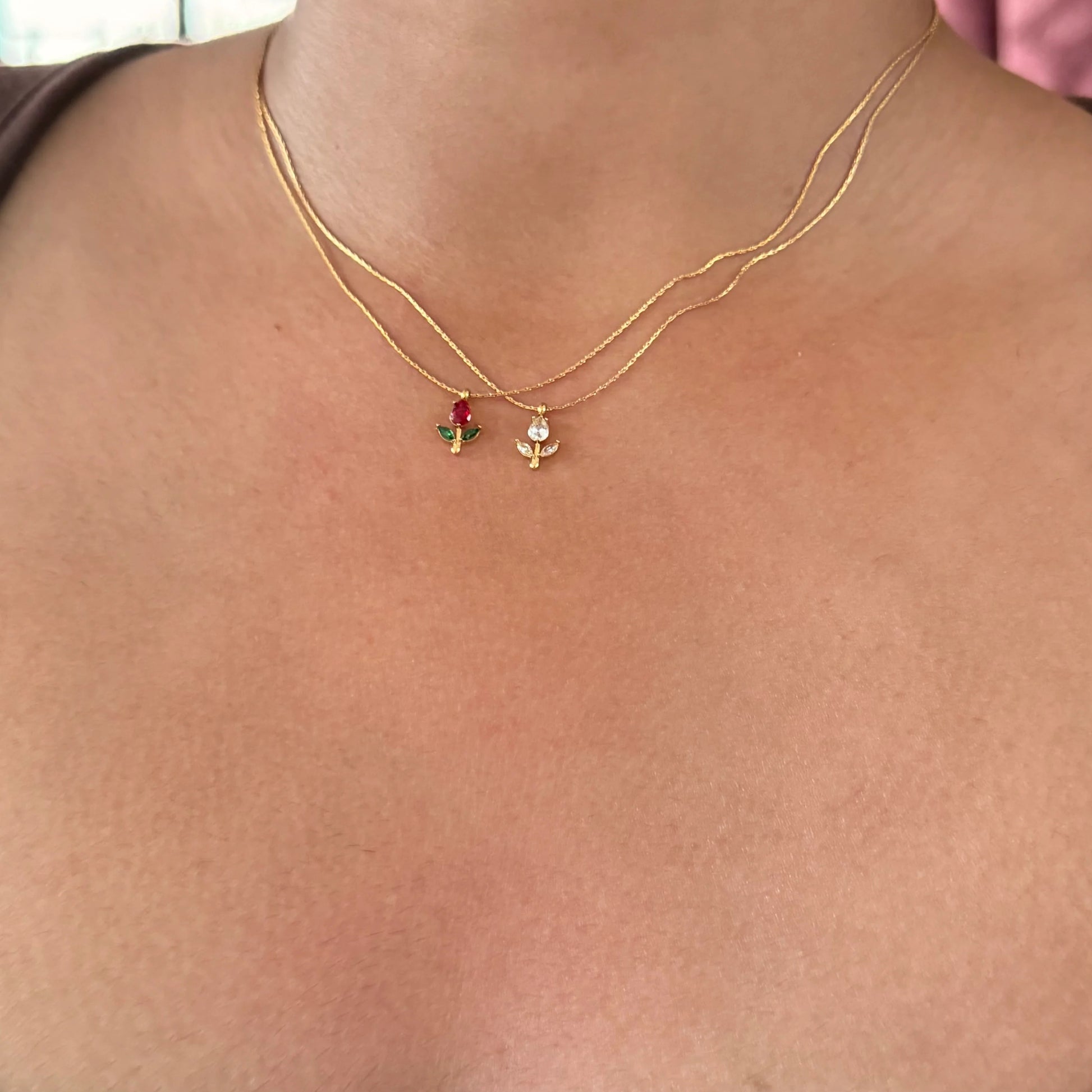 Little Tulip White Diamond Necklace