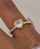 Winey Heart Solitaire Ring