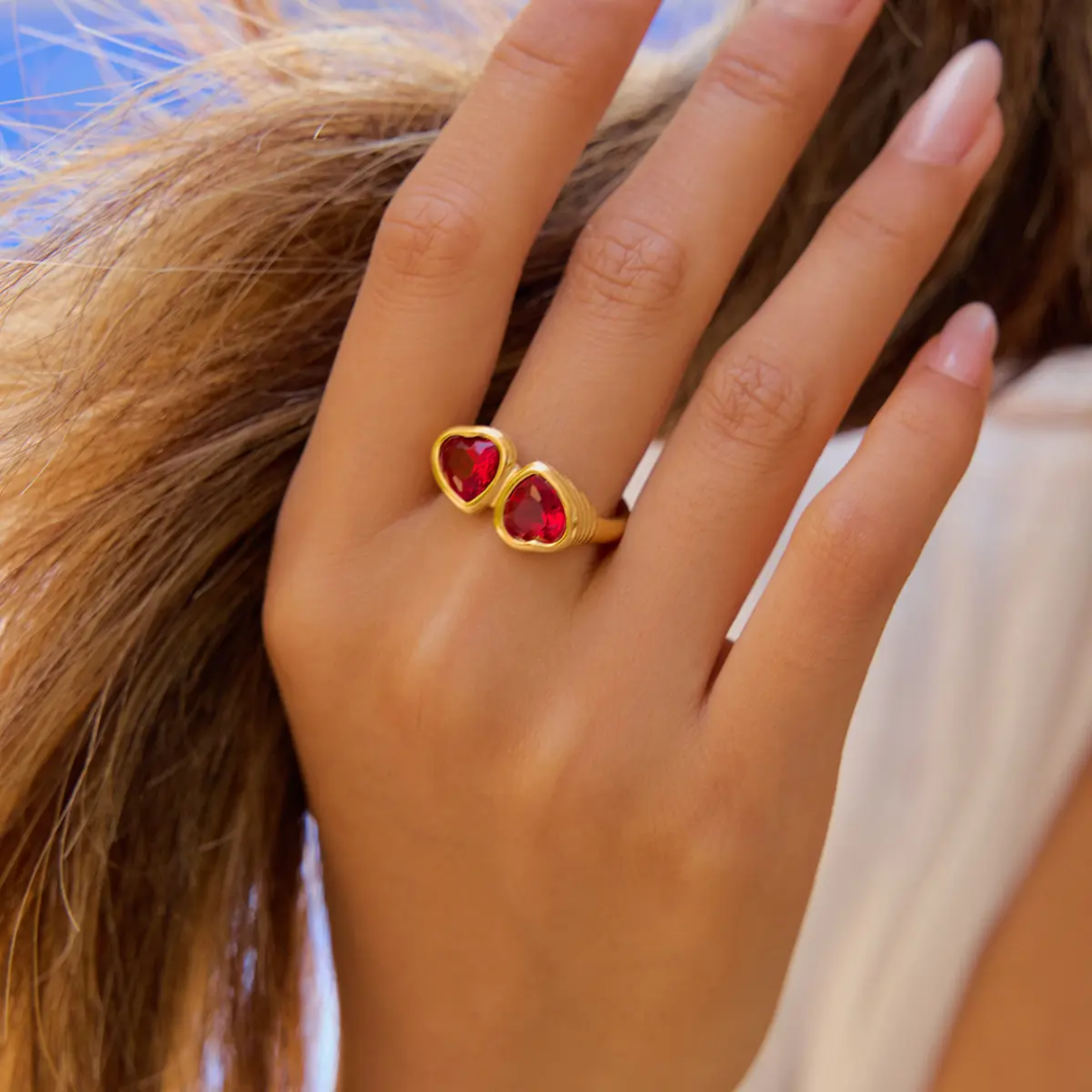 Blush love Red Hearts Ring
