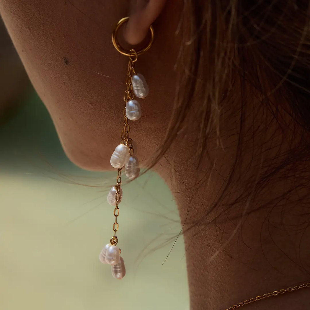 Tori Drop Pearls Statement Earrings