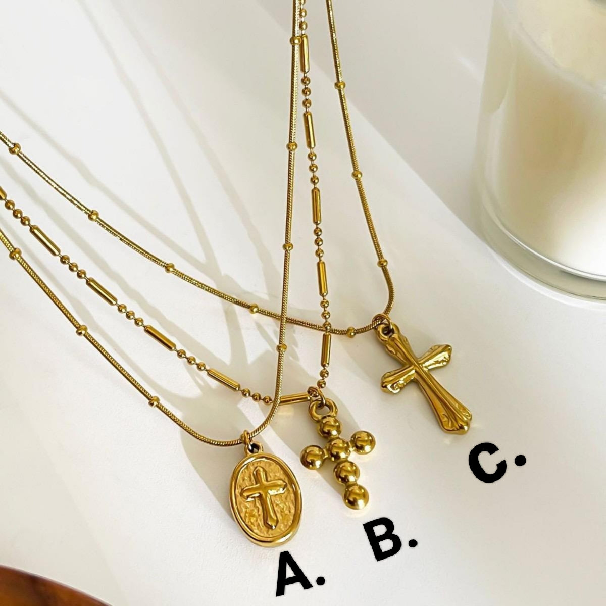 Goddess Cross Gold Necklaces✨