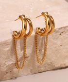 Long Chain Gold Hoops