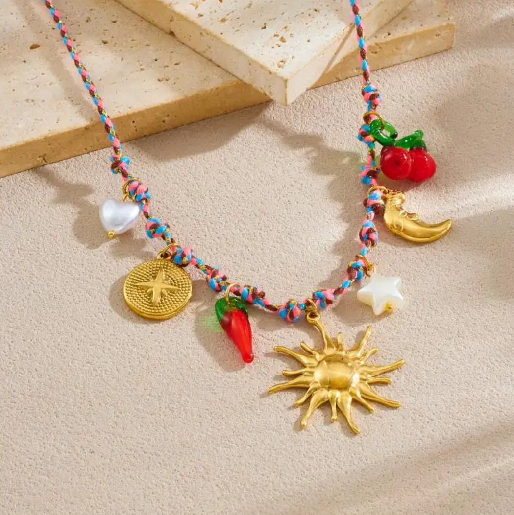 Miami Beach Red Charm Necklace