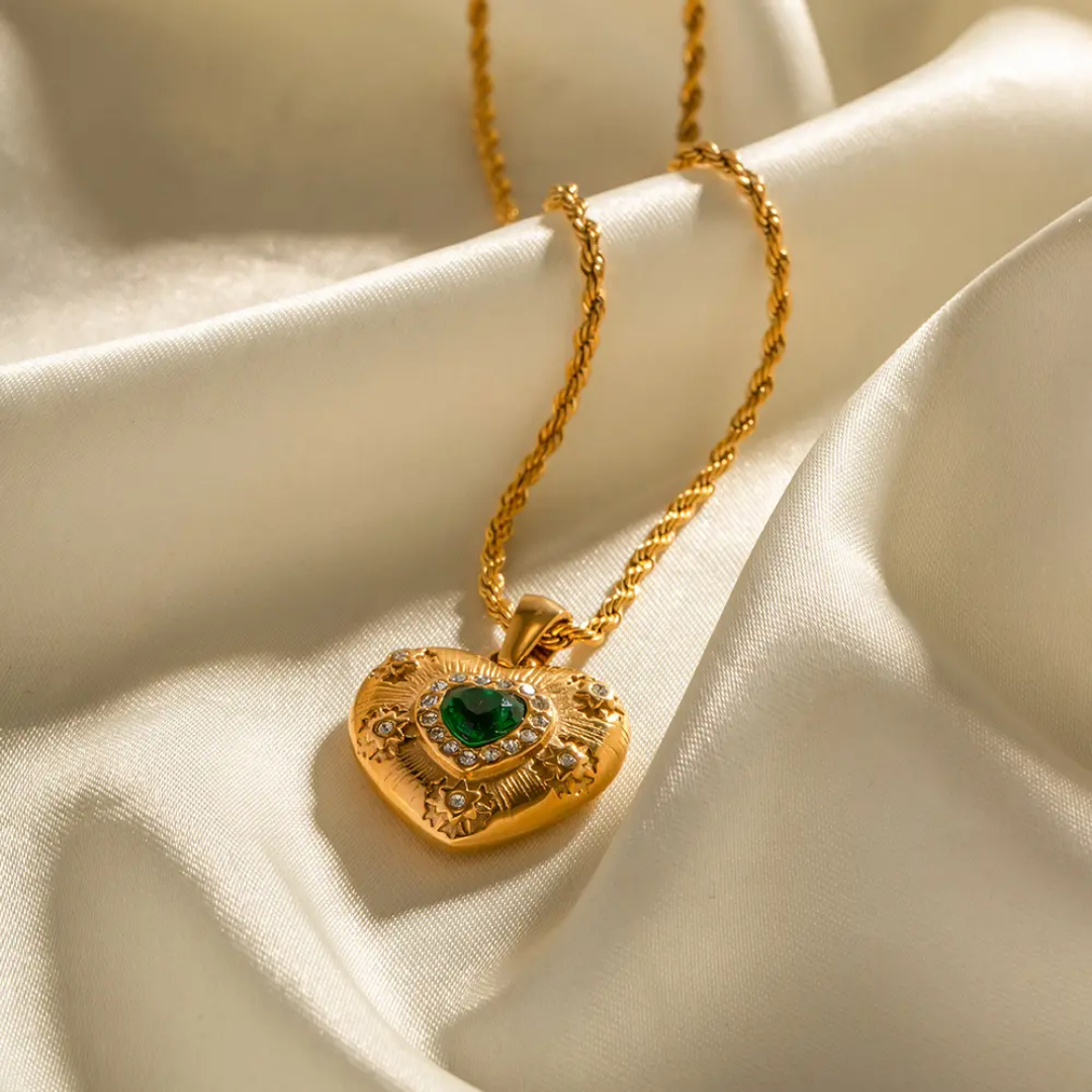 Ella Green Heart Necklace