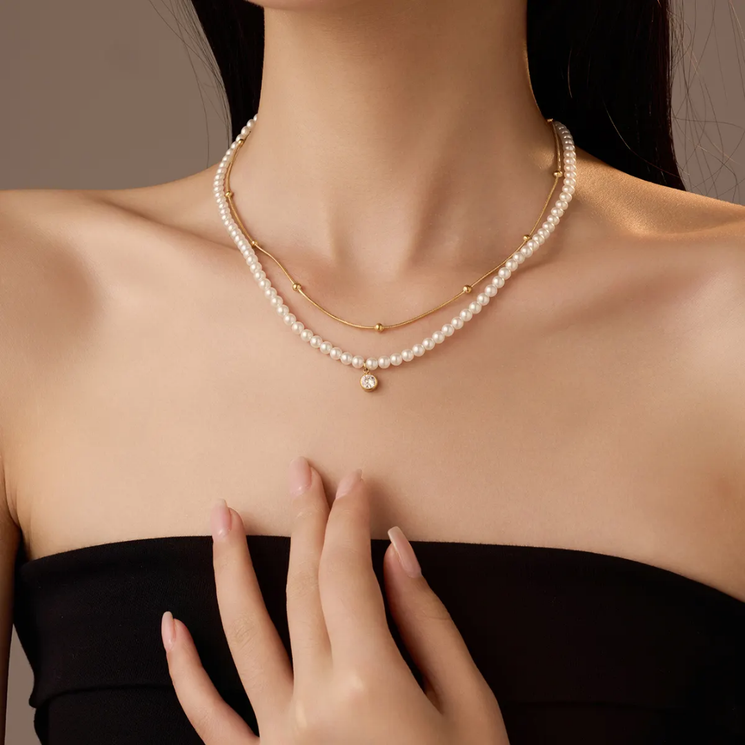 Xavi Pearl Layered Necklace✨