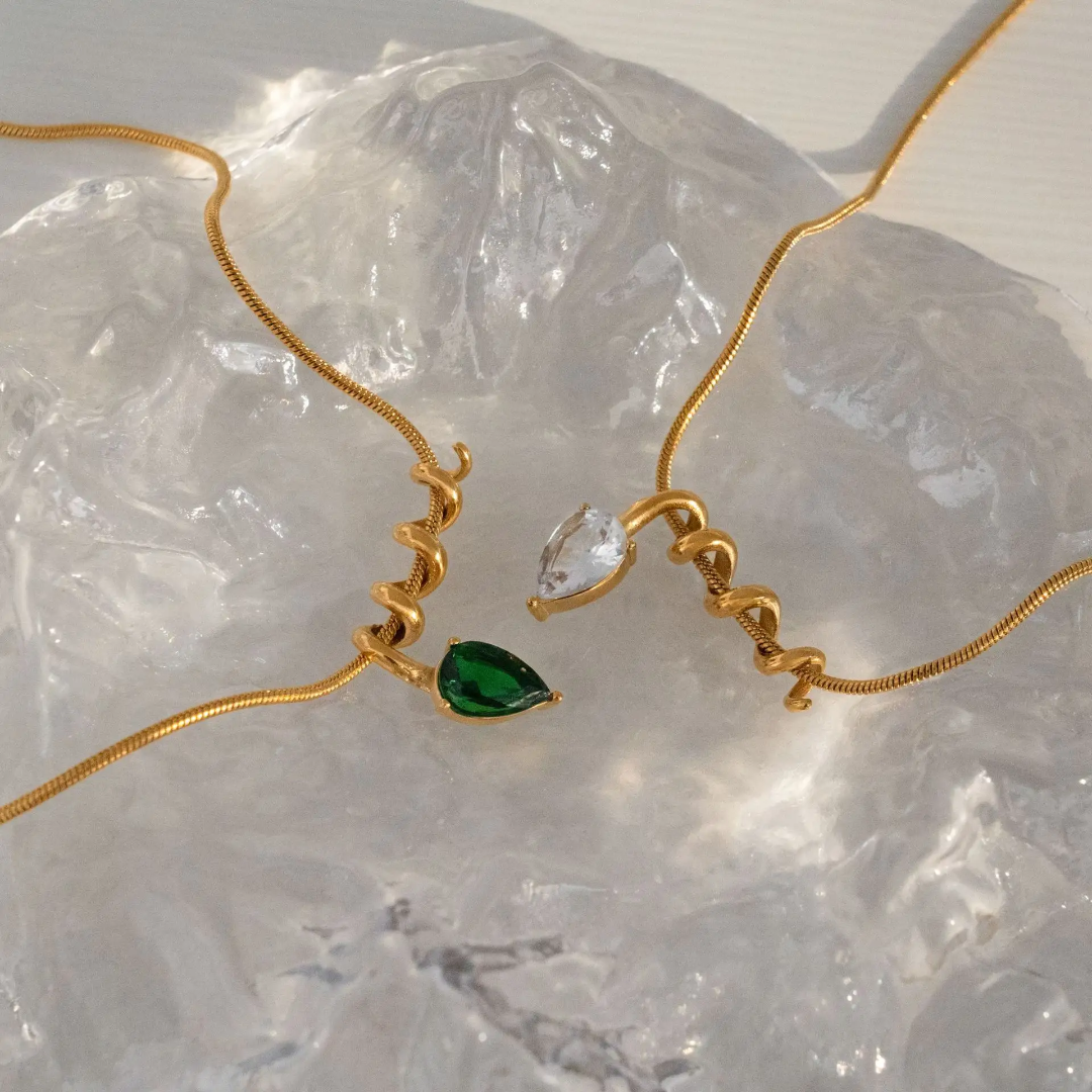 Vermeil Snake Stone Necklace