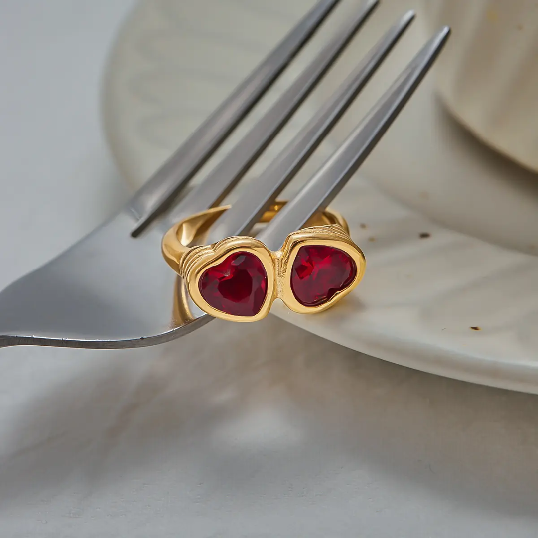 Blush love Red Hearts Ring