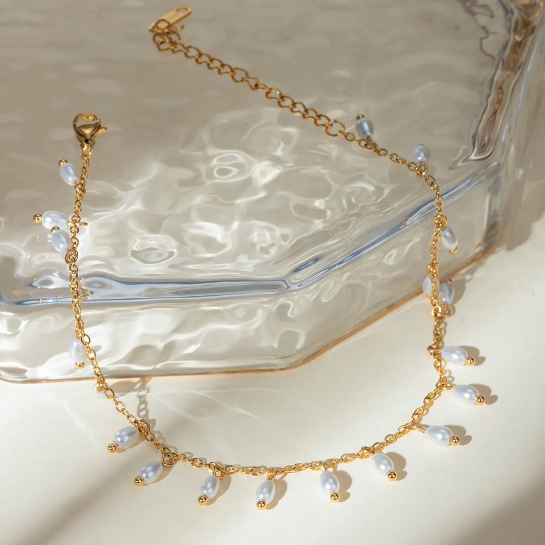 Mians Pearl Gold Anklet