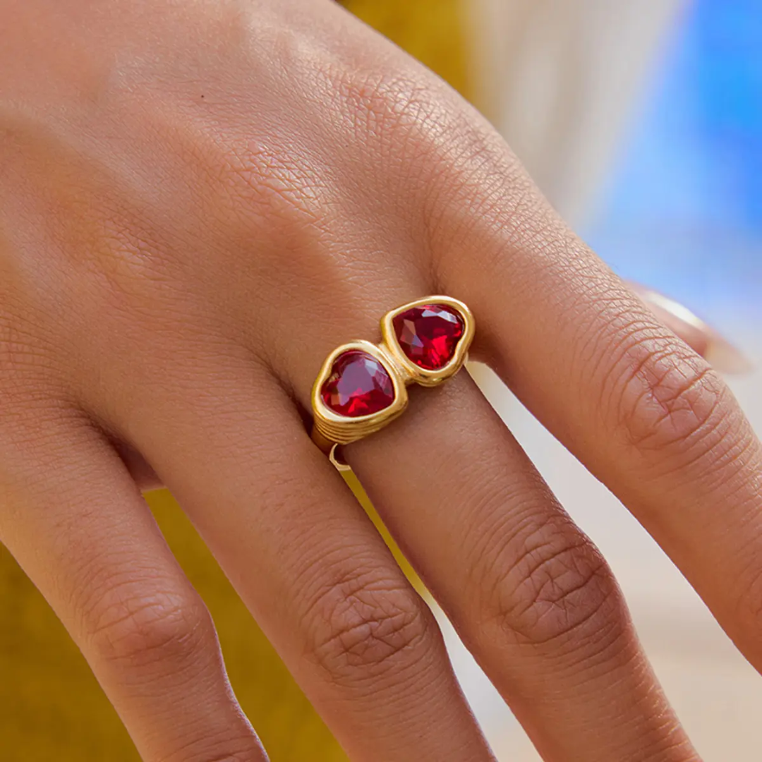 Blush love Red Hearts Ring