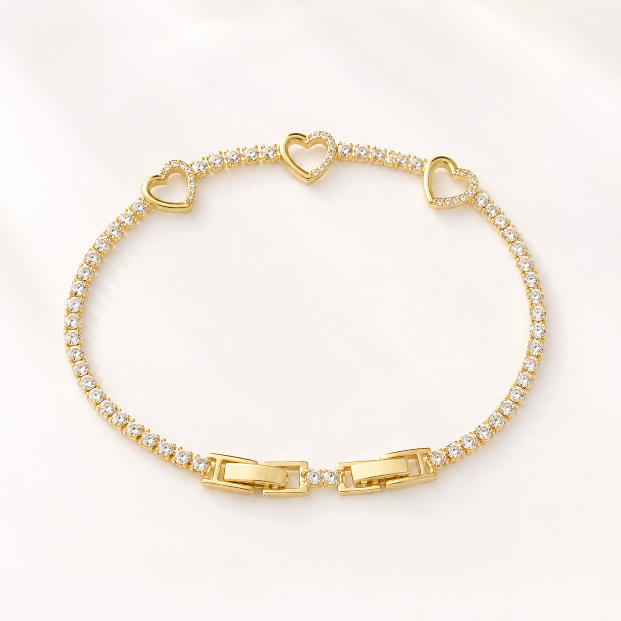 Monar Heart Gold Tennis Bracelet