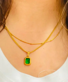 Emerald Double Layer Gold Necklace