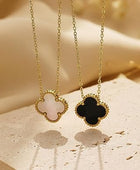 Reversible Black and White Gold Clover Necklace