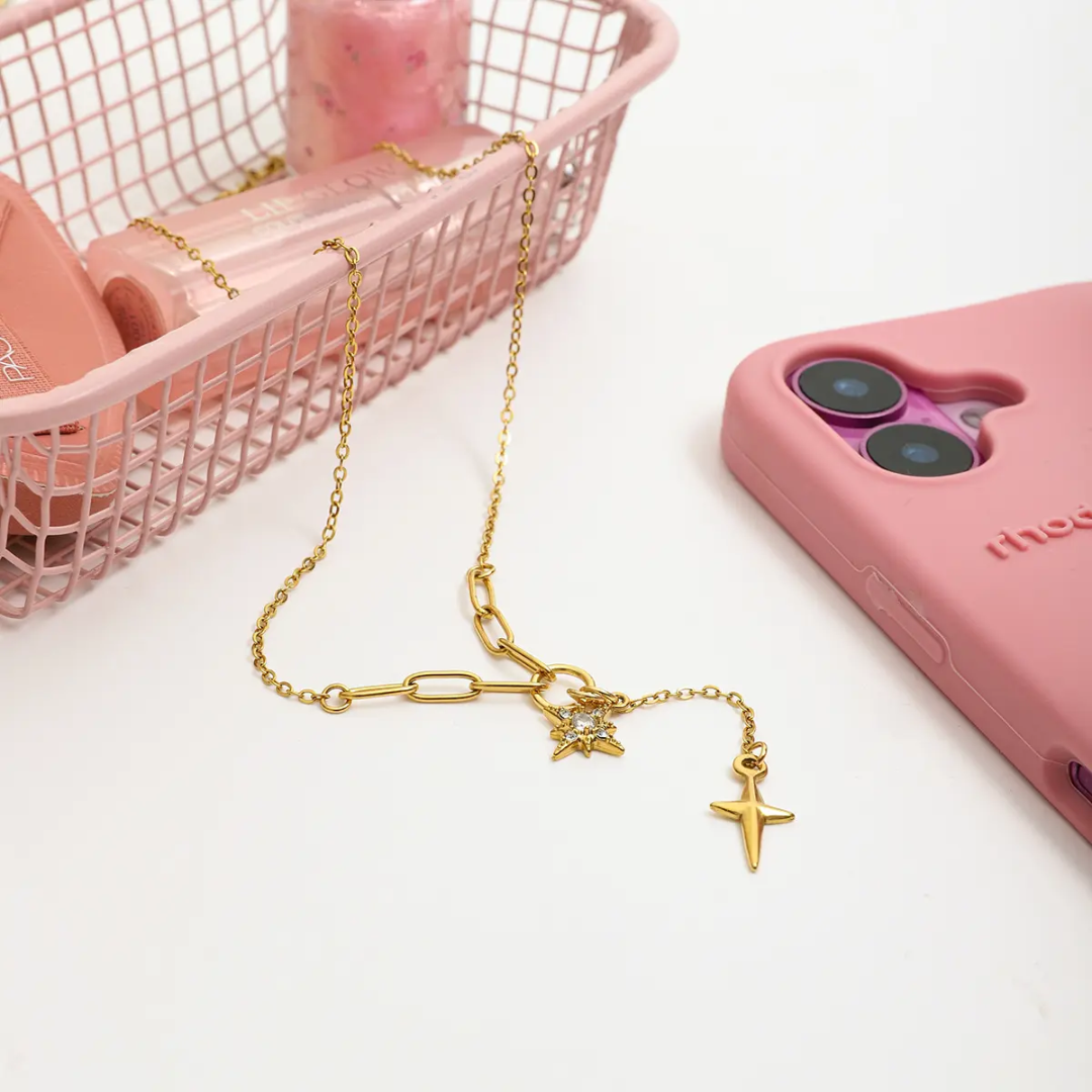 Saturn Double Star Necklace