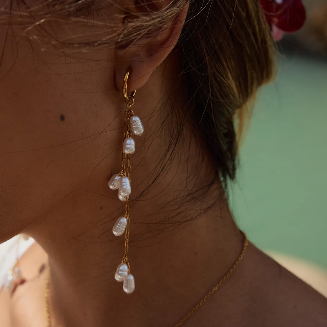Tori Drop Pearls Statement Earrings