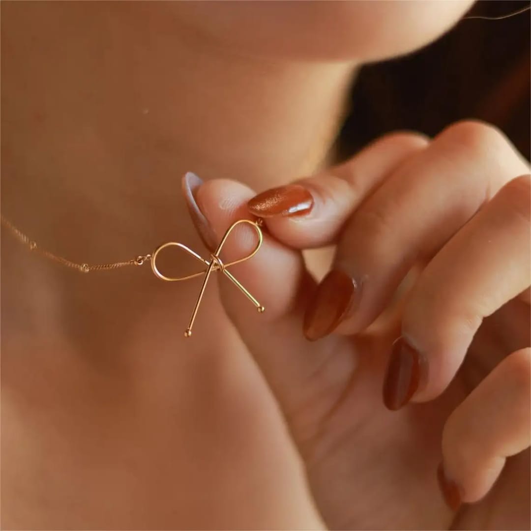 Gracie Big Bow Gold Necklace