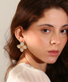 Yasmine White Flower Earrings