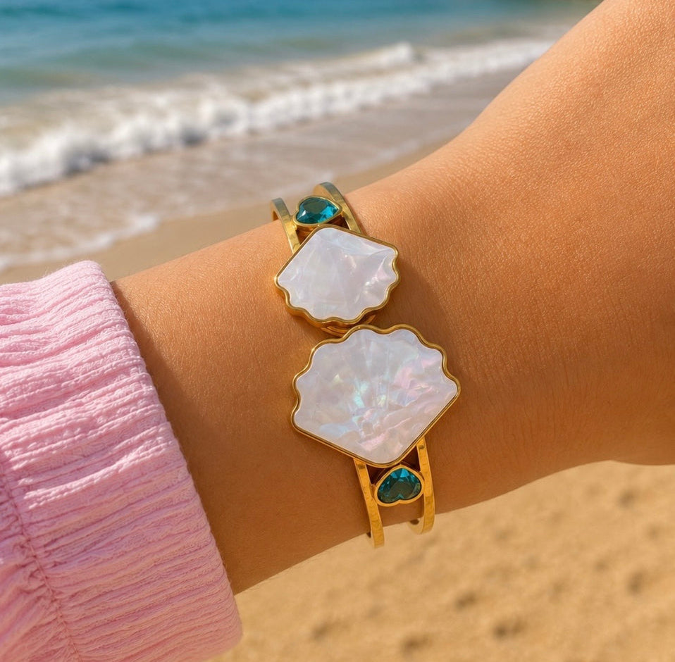 Ocean Blue Seashell Cuff
