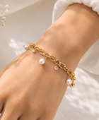 Oriya Pearl Charm Gold Bracelet