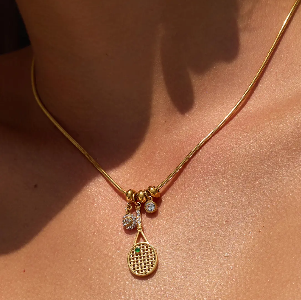 Tennis Racket Charms Sporty Necklace