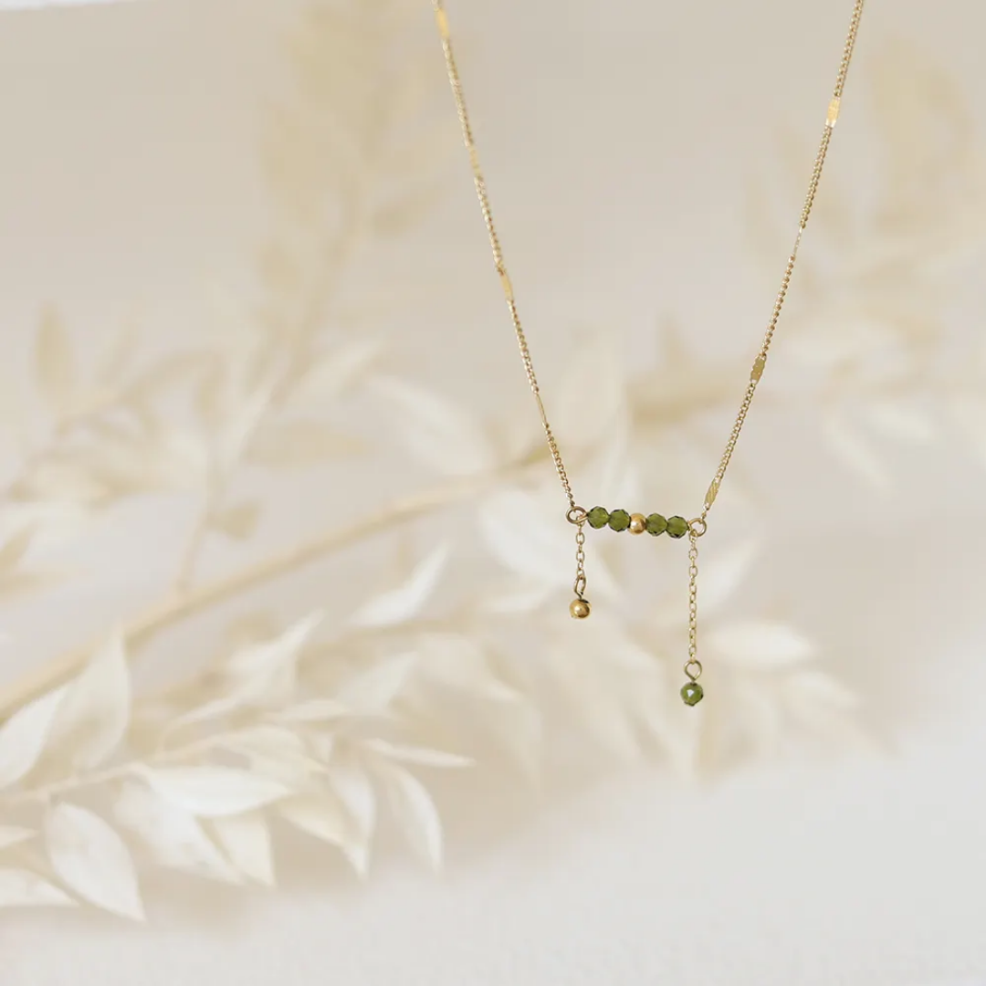 Green Beaded Bliss Minimal Necklace✨