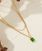 Emerald Double Layer Gold Necklace