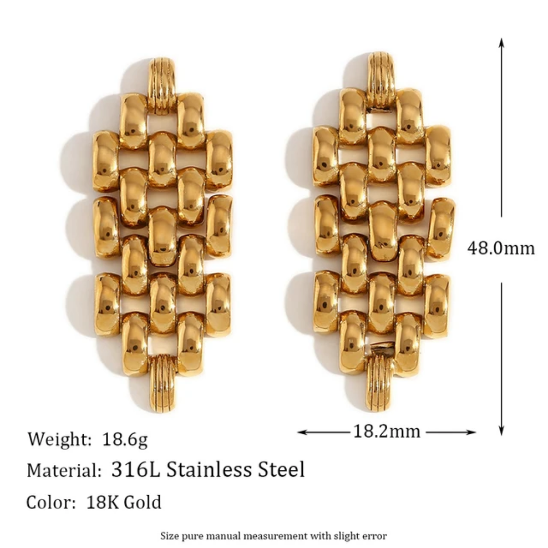 Long Check Statement Earrings