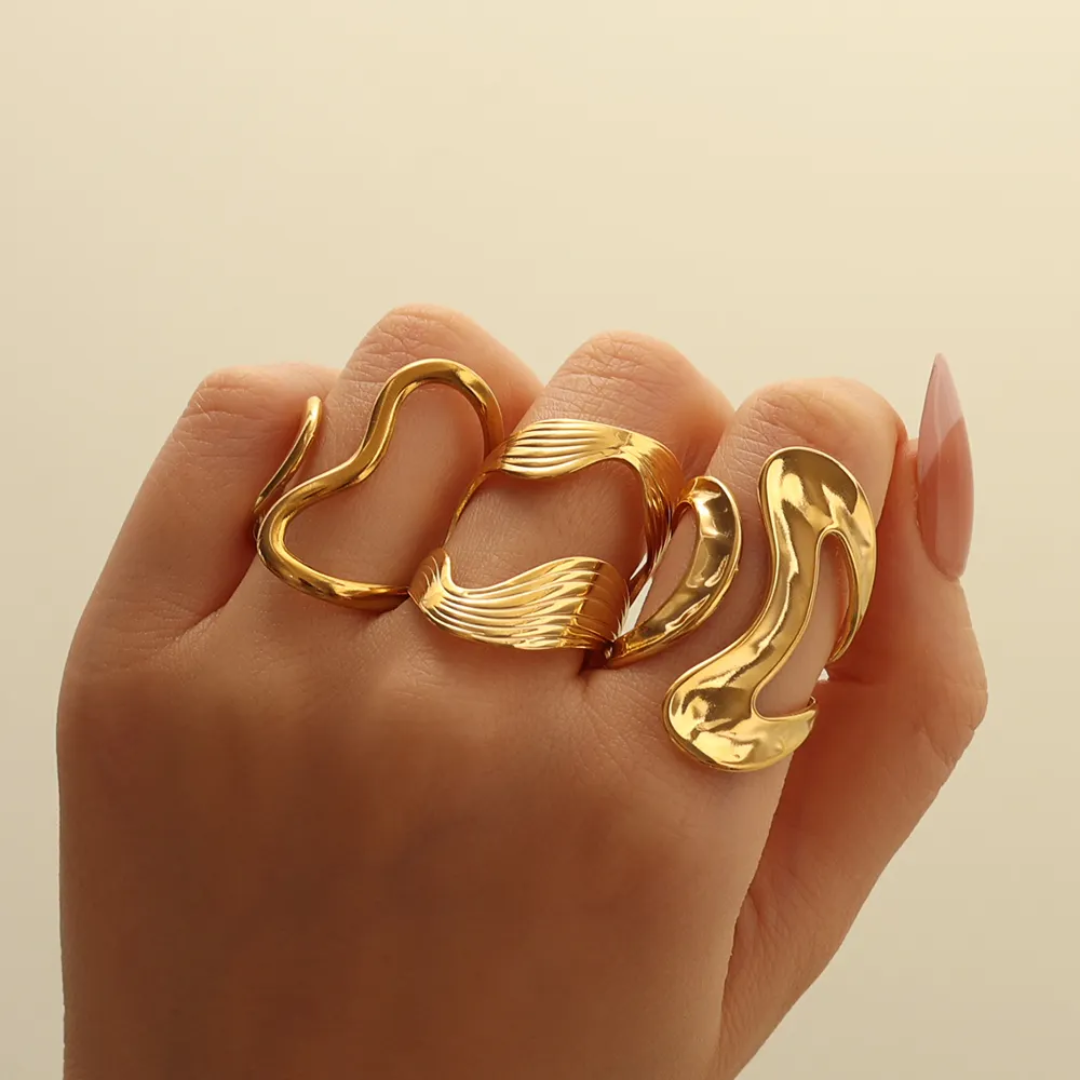 Wavy Statement Gold Ring