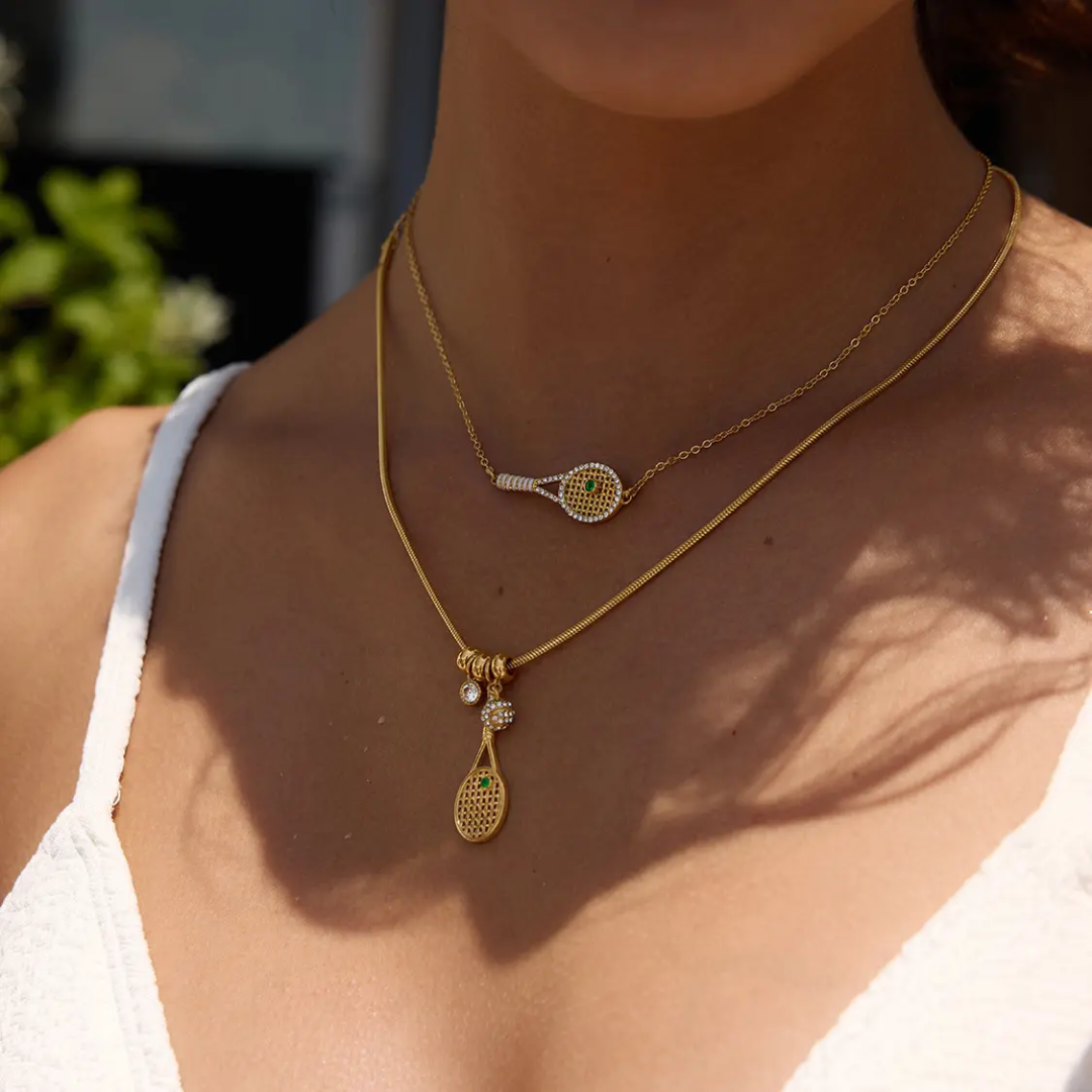 Tennis Racket Charms Sporty Necklace