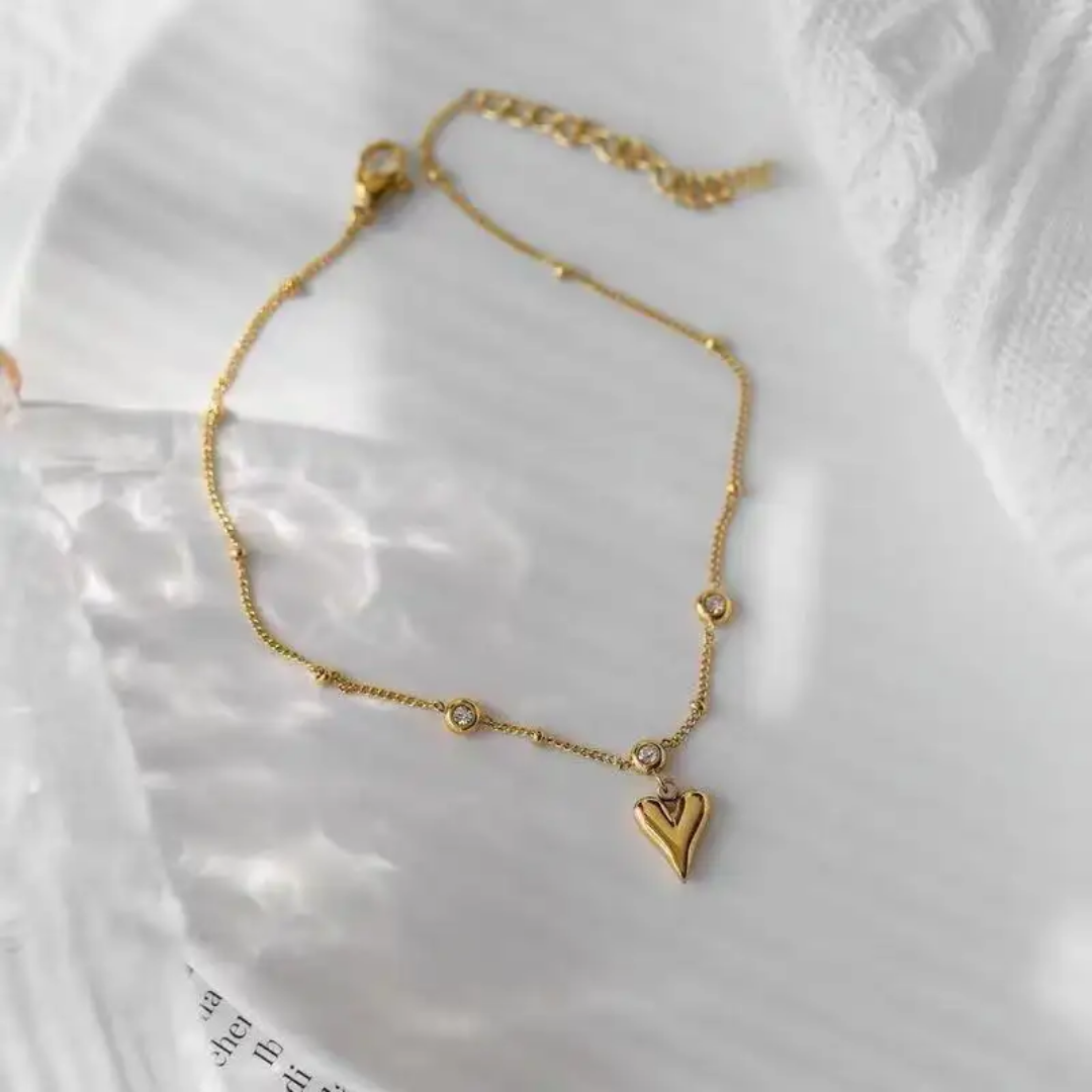 Piki Heart Gold Anklet✨❤️