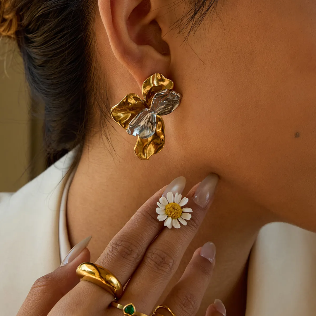 Rugim Dual Flower Earrings
