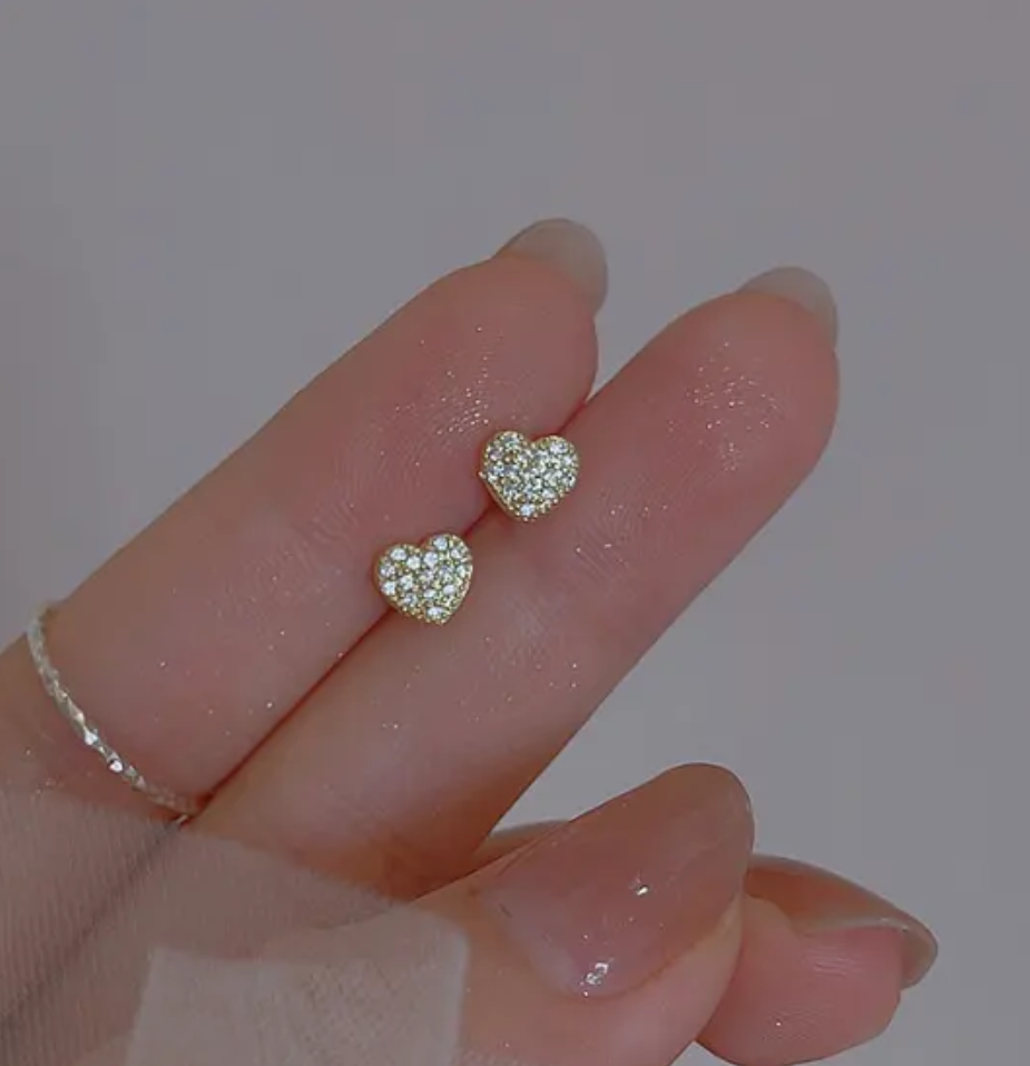 Kelly Little Diamond Heart Studs
