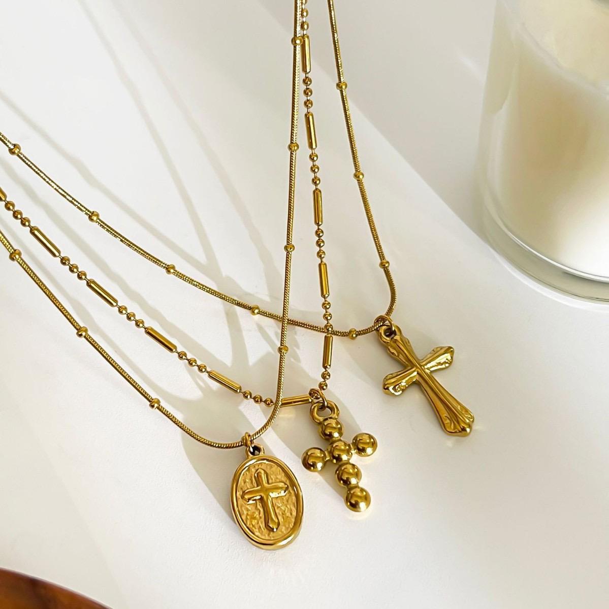 Goddess Cross Gold Necklaces✨