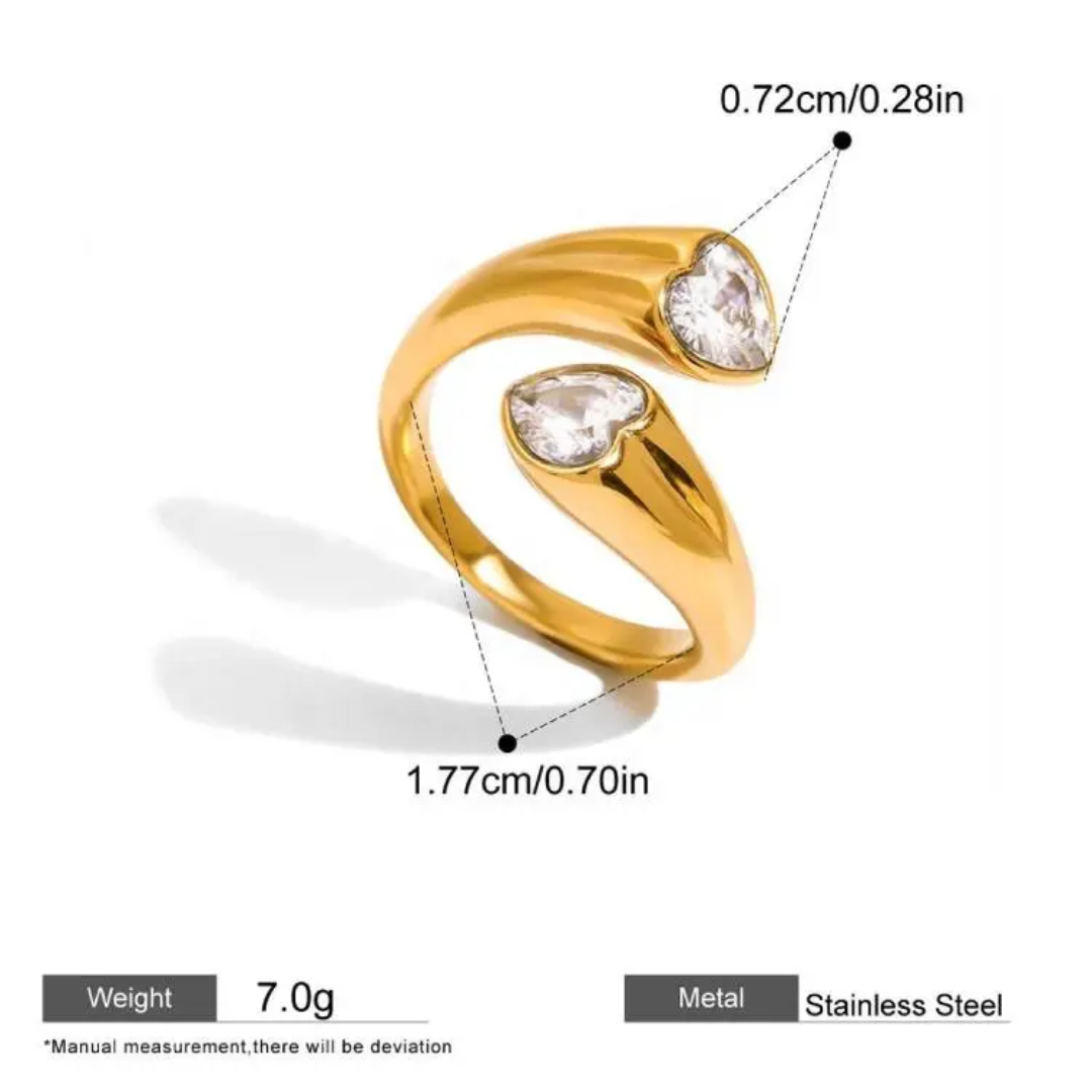 Twinkli Dual Heart Gold Ring