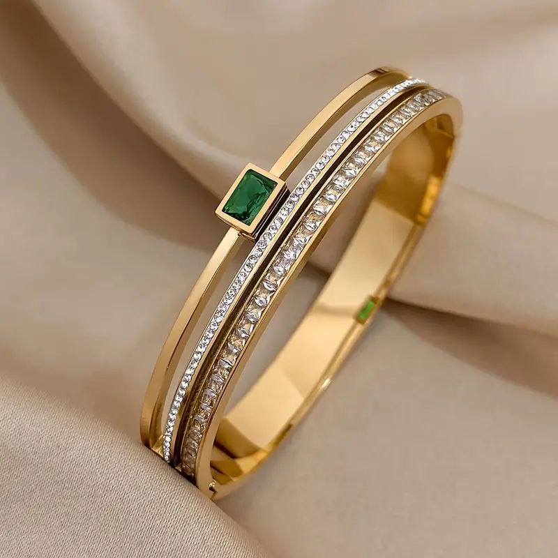 Emerald Layered Gold Cuff