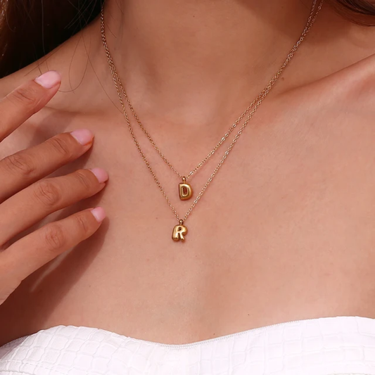 Bubble Mini Initial Letter Necklaces