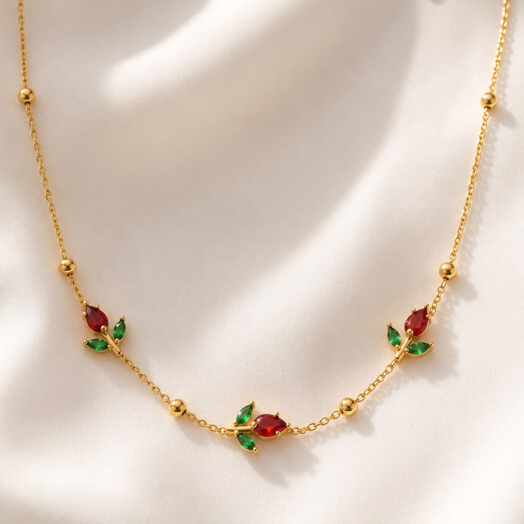 Rosy Dainty Charm Tulip Necklaces