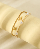 Dragonfly Pearl Charm Bracelet