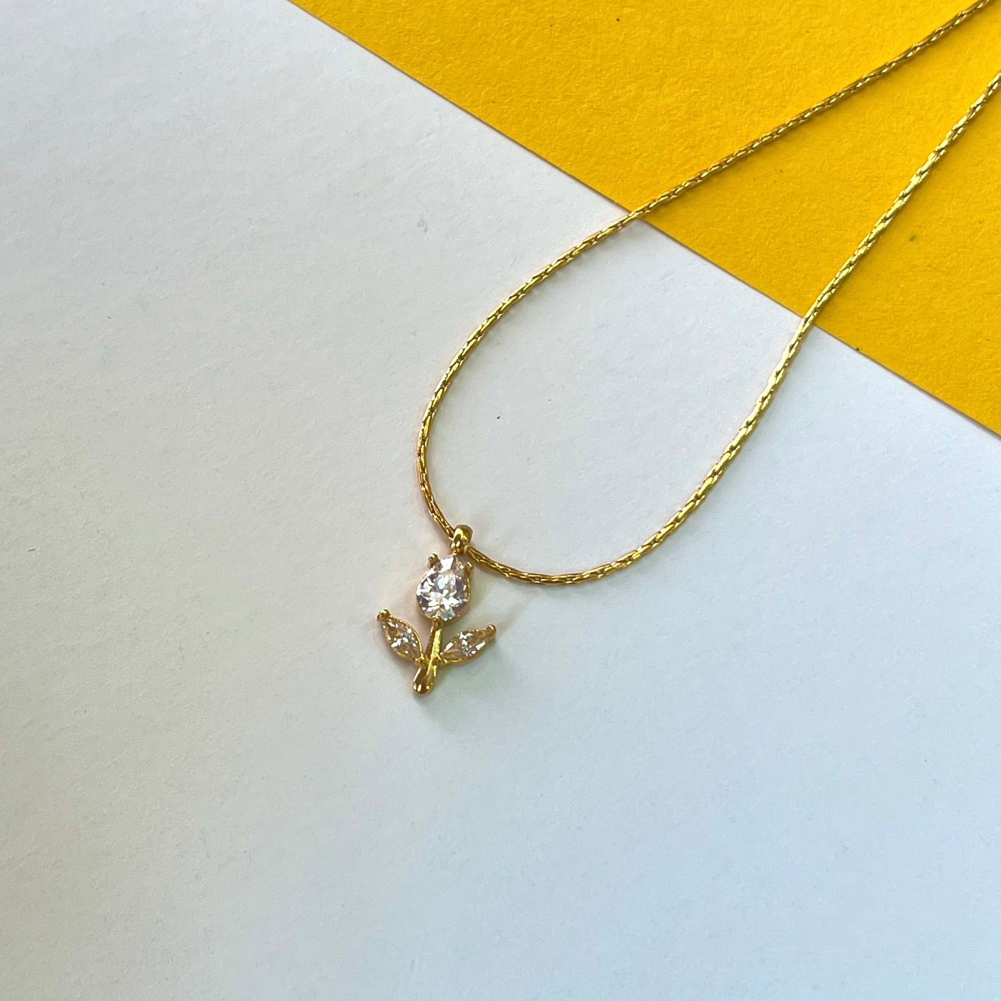 Little Tulip White Diamond Necklace
