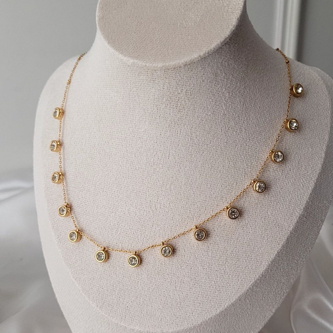 Drop Round Diamond Necklace