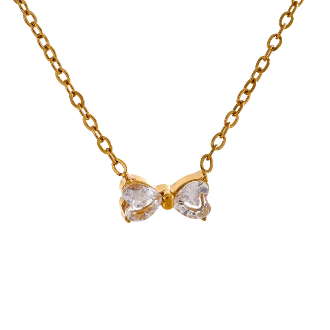 Pinkie Bow Diamond Necklace