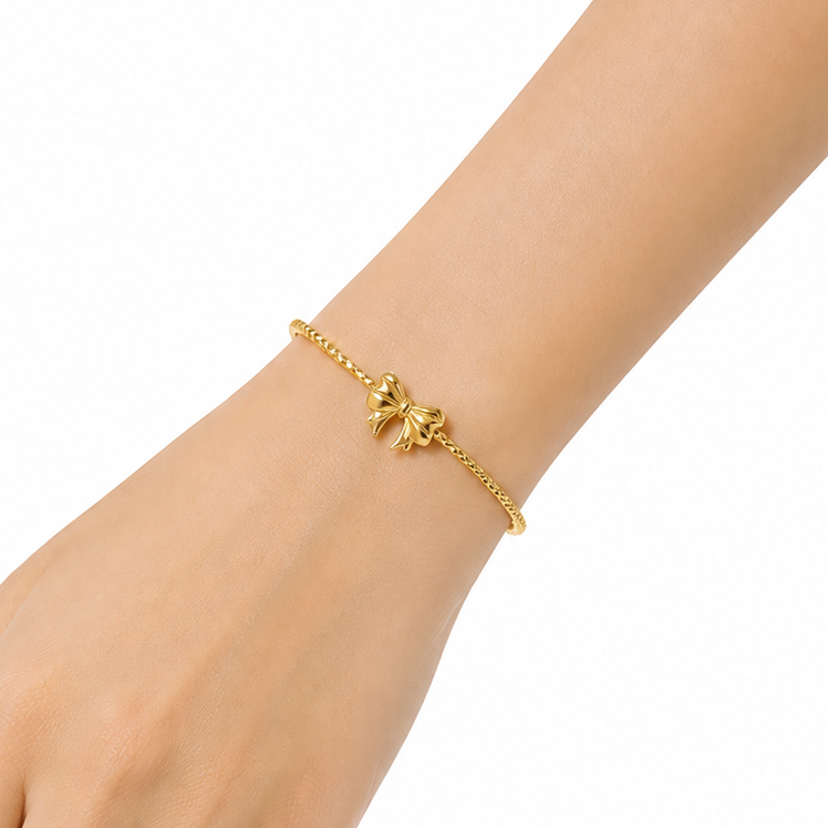 Ella Cute Bow Gold Cuff