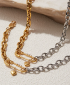 Stylish Dual Safety Pin Necklace