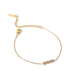 Tri Stone Diamond Leaf Bracelet