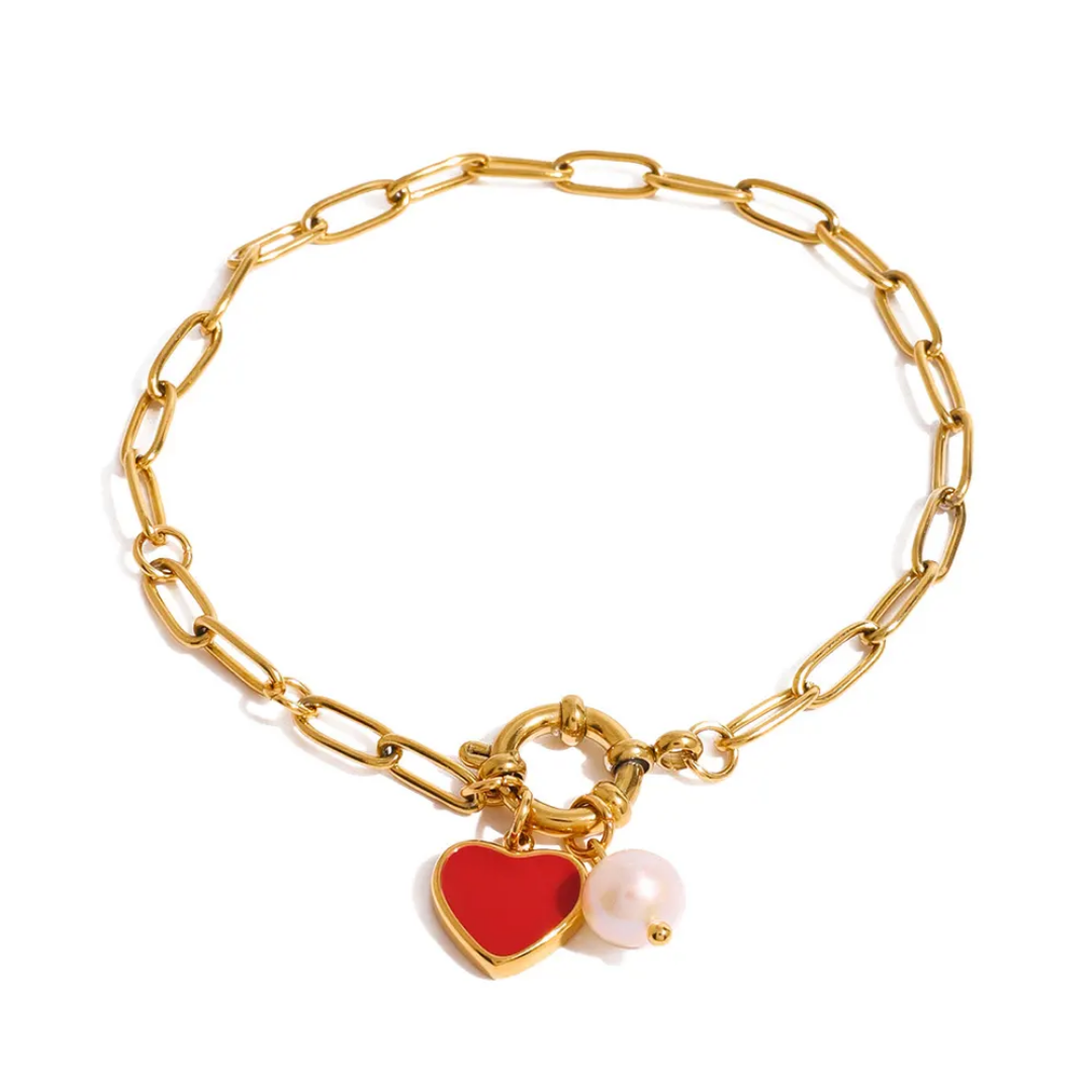Roseli Red Heart Pearl Bracelet✨