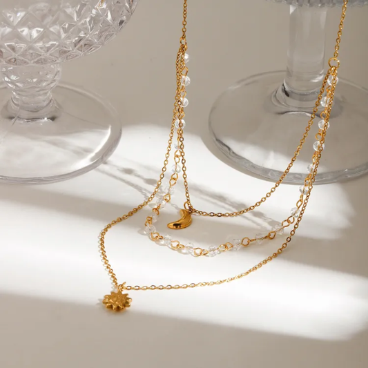 Kaveri Layered Star Moon Necklace