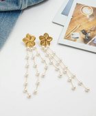 Monalisa Flower Long Pearl Earrings