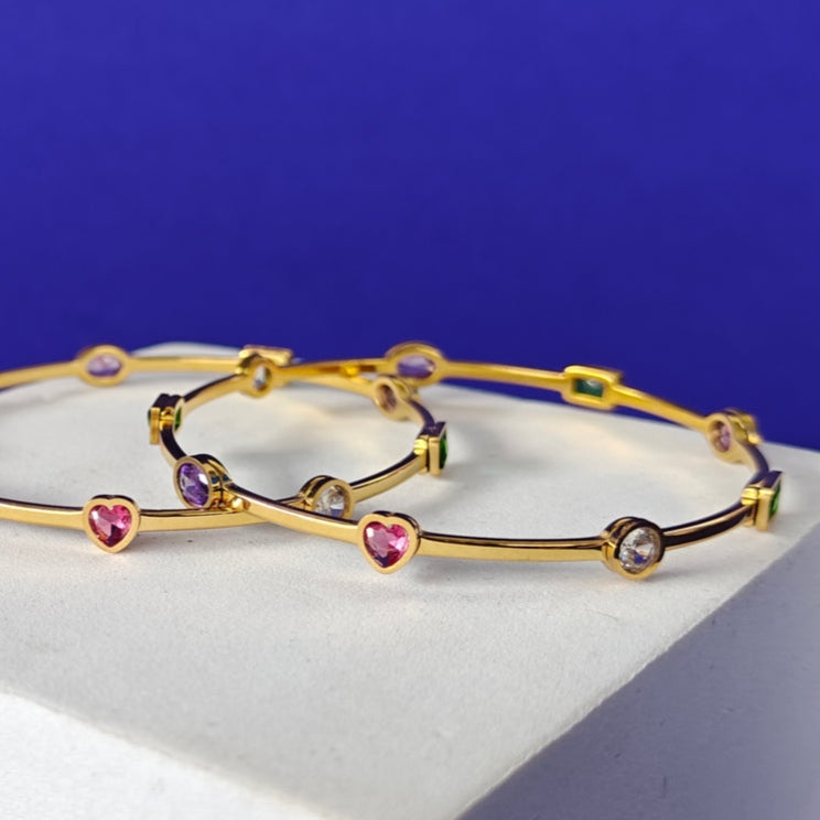 Fancy Coloured Stone Bangles